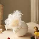 BABEYOND Art Deco 1920s Flapper Headpiece Roaring 20s Great Gatsby Feather Headband 1920s Flapper Gatsby Accessories (White)