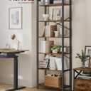 VASAGLE 6-Tier Bookshelf, Bookcase with Steel Frame, Book Shelf for Living Room, Home Office, Study, 11.8 x 26 x 73.2 Inches, Industrial Style, Rustic Brown and Ink Black ULLS062B01