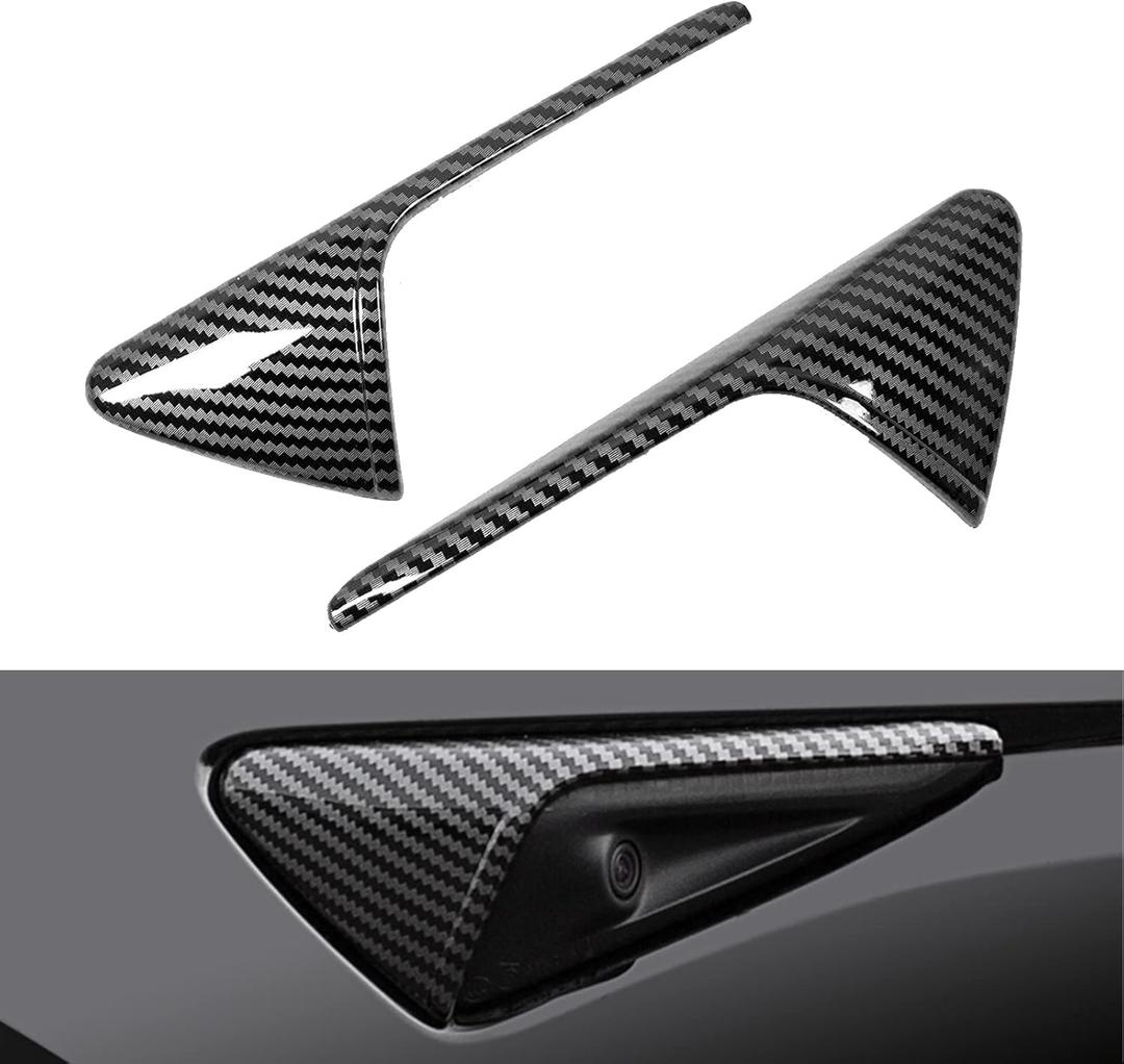 yhcdsea for Tesla Model 3/Y HW3.0 Turn Signal Side Camera Protection Cover Decoration Accessories fit for 2017-2023 Tesla Model 3 and 2020-2023.6 Tesla Model Y (Glossy Carbon Fiber Pattern)