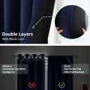 BGment Navy Blue Blackout Curtains for Living Room 108 Inch Long 2 Panels Set, 100% Light Blocking Room Darkening Thermal Insulated Rod Pocket Long Curtains for Bedroom, Each Panel 52 Wide