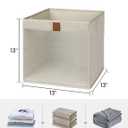 StorageWorks 13x13 Storage Cubes, Closet Storage Bins with Clear Window, Large Fabric Organizer for Clothes, Collapsible Storage Baskets with PU Handles, Brown and Beige, 3-Pack