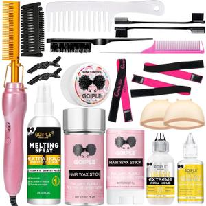 Electric Hot Comb Hair Straightener Heat Pressing Combs Ceramic Curling Flat Iron Curler, Hot Comb Electric for Wigs Electrical Straightening Comb Curling Iron for Natural Hair with Anti-Scald Case