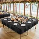 Wish Care Black Spandex Tablecloths for 60x60 Inch Square Tables, Stretch Fitted Table Clothes with Pleated Ruffle Skirt for 60 Table, Wrinkle Free and Elastic, for Party Kitchen Home Dining