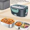 Buddew Electric Lunch Box 80W Food Heater with Dual Container, Portable Lunch Warmer for Adults, Upgraded Heated Lunch Box for Car/Truck/Office (GREEN-Dual Container)