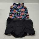 Tankini Swimsuits with Shorts - Two Piece Tummy Control Bathing Suits High Neck Swimwear with Two Side Pockets (Large, Multi Floral)