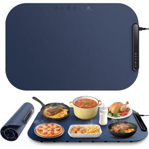 Food Warming Mat Food Warmer Chafing Dishes Roll Up Silicone Food Warmers 3 Heat Settings Easy Clean&Storage Large Warming Tray Portable Food Warm pad For Home Buffets Party Thanksgiving