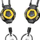 MNGARISTA 2-Pack Upgraded Retractable Keychain, 10 OZ Retraction, 31.5" Stainless Steel Cord, Heavy Duty Carabiner Badge Holder, ID Badge Reel with Badge Strap and Key Ring (Vivid Yellow 2 Pc.)