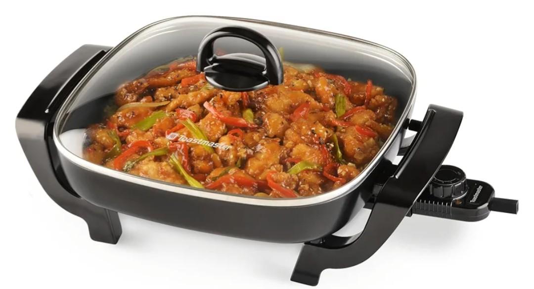 Toastmaster 12" Nonstick Electric Skillet - Deep Skillet Appliance with Glass Lid - Multipurpose Kitchen Cookware for Breakfast & More