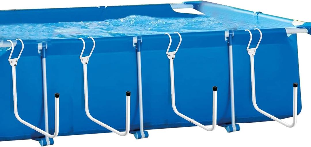 4PCS Solar Pool Cover Holder, Adjustable U-Type Strong Solar Saddle Pool Cover Hooks Keeps Solar Blankets Off The Ground(White)