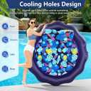 Inflatable Pool Floats Adult Size - 77" X-Large Heavy Duty Tanning Floating Mat Cooling Holes Lounger with Pillow, Pool Floaties Bed with Cup Holders for Backyard Swimming Pool Party, Purple