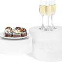 Red Co. Set of 3 Sizes (10", 8", 7") Acrylic Round Cylinder Display Nesting Riser Stands with Hollow Bottoms, Glossy White
