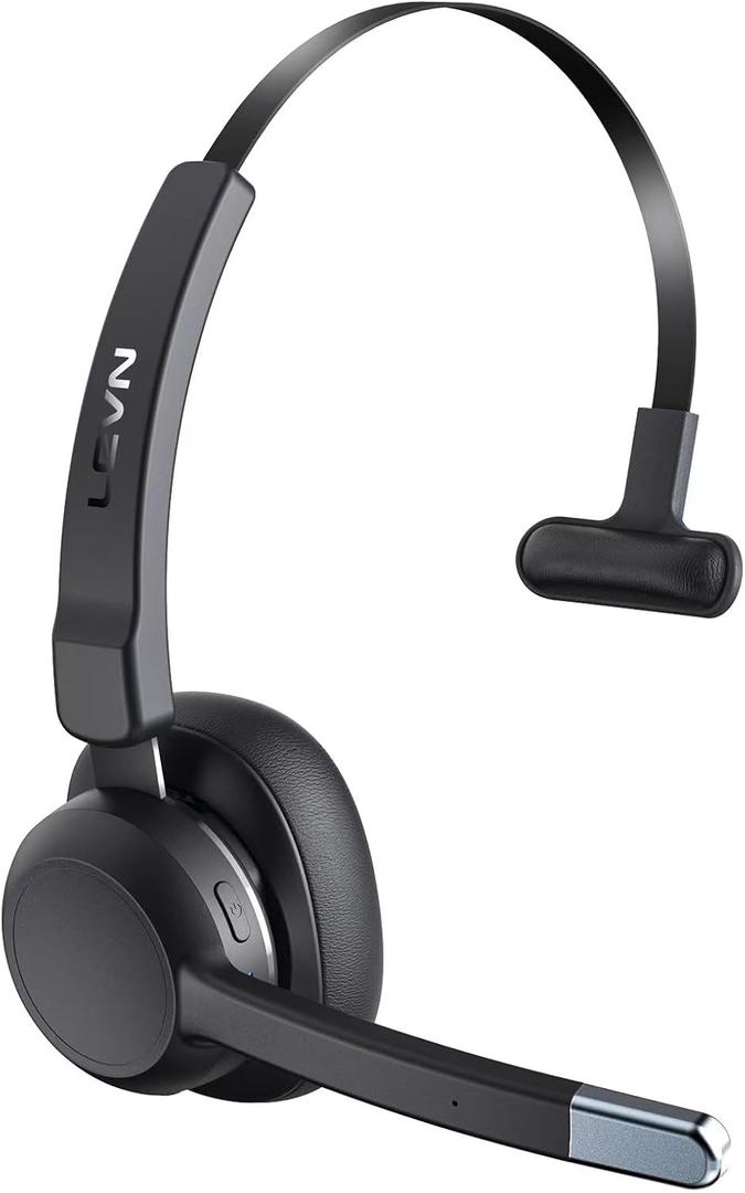 Aonelas LEVN Trucker Bluetooth Headset with Noise Cancelling Microphone and Mute Button, Bluetooth 5.2 Multipoint Headset for Home Work, Cell Phone, Computer, Zoom, Teams, Driver