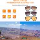 Freckles Mark Vintage Retro 70s Sunglasses for Women Men Classic Large Square Aviator Trendy Glasses (Black)