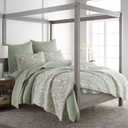Levtex Home Cross Stitch Reversible King/Cal King Quilt Set (106x92in) and 2 Pillow Shams (36x20in) - Stitch Texture - Desert Sage - Cotton King Size Quilt Bedding Set - Lightweight Soft Pre-Washed