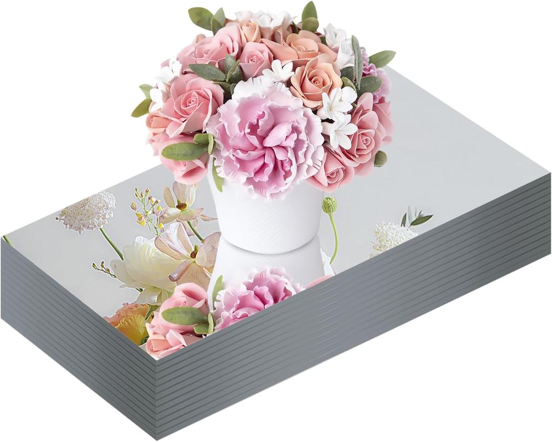 JAMBALAY 12"5" Mirror Centerpieces for Tables, Set of 12 Glass Mirror Table Centerpieces, Rectangular Glass Mirror Trays, Mirror Candle Plates for Wedding Decorations and Party