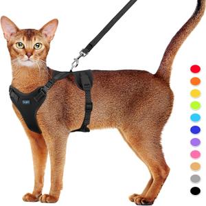 Supet Cat Harness and Leash Set for Small to Large Cats Adjustable Cat Vest Harness with Reflective Trim Universal Cat Leash and Harness for Cats/Puppies (Small (Chest: 13.7" - 15.7"), Black)