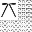 Riceshoot 50 Pcs Twist Tie Bows 5x7 Inch Satin Ribbon Bows for Gift Wrapping Cake Treat Bags Craft DIY Gift Wedding Baby Shower Birthday Party Decorations, (Black)