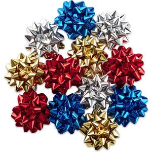 Hallmark Holiday Gift Bow Assortment (12 Bows) Sparkly Red, Blue, Gold, Silver for Christmas, Hanukkah, Birthdays, Weddings, Bridal Showers (Bright Metallic, 12 Count)