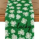Artoid Mode Lucky Shamrocks Clover 210 GSM St. Patrick's Day Table Runner, Seasonal Kitchen Dining Table Decoration for Home Party Decor 13x72 Inch