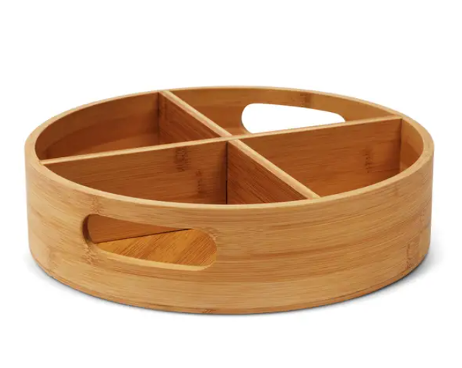 4-Compartment Bamboo Lazy Susan