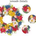 18 Inch Artificial Easter Wreath, Colorful Floral Easter Wreath&Egg Decor,Home Decor for Table, Mantel, Indoor Spring Decor