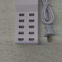 USB Charger Station Block with Rapid Charging Auto Detect Technology Safety Guaranteed 10-Port Family-Sized Smart USB Ports for Multiple Devices Smart Phone Tablet Headphones