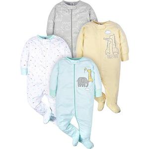 Gerber Baby Boys 4 Pack Sleep 'N Play Footie (3-6 Months, Animals Green)