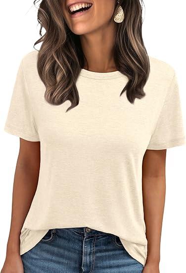 AUTOMET Summer Tops Womens Spring Short Sleeve Shirts Beach Vacation Clothes Fashion Plus Size Tshirts for Teen Girls 2025, Size XL