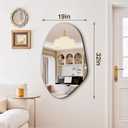 FICTOR Irregular Asymmetrical Wall Mirror, 32" x 19" Modern Decorative Mirror for Entryway, Bathroom, Bedroom, Living Room, Dining Room