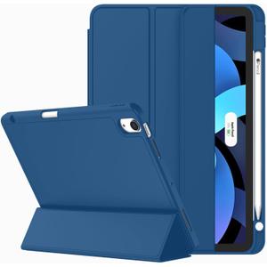 ZryXal iPad Air 11 Inch Case M4 2026/ M3 (2025)/ M2 (2024), iPad Air 5th (2022)/ 4th Generation (2020) 10.9 Inch - Smart Cover with Pencil Holder and Soft TPU Back, Auto Wake/Sleep(Navy Blue)