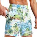Milin Naco Mens Swim Trunks 5 inch Board Shorts with Zipper Pockets Bathing Suit Mesh Lining Swimsuit Quick Dry, Size: M