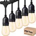Svater Outdoor Led String Lights 75 FT, Patio Lights for Outside with 26pcs S14 Shatterproof Bulbs, IP65 Waterproof Commercial Grade Market Light, 1 Watt E26 Dimmable 2700K Warm White