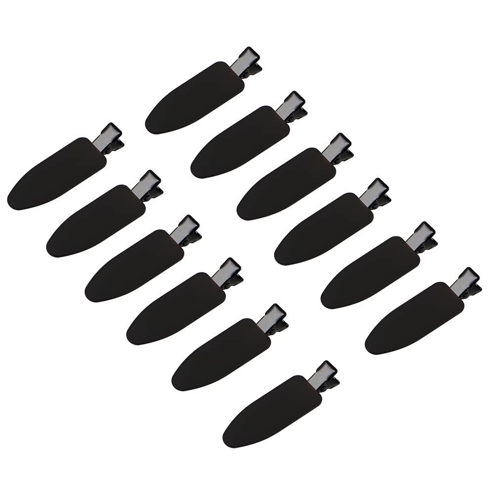 minihope 12 pieces No Bend Hair Clips, Curl Pin Clips, No Crease Hair Clips for Makeup Application2022 style, non-slip.Hair won't get caught between plastic attached to metal. (Black)
