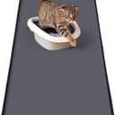 Breling Silicone Cat Litter Mat, Extra Large 51.2" x 25.6" Waterproof Cat Litter Mat for Scatter Control, Easy to Clean & Soft on Kitty Paws, Non-Slip Pad to Keep The Floor Clean, Dark Grey