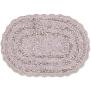 DII Crochet Collection Reversible Bath Mat, Small Oval, 17x24, Dusty Lilac