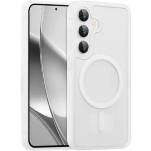 RALEAVO for Samsung Galaxy A15 Case Strong Magnetic Case [Compatible with Magsafe] Slim Shockproof Protective Phone Cover for A15 Phone Case with Translucent Hard Back,White