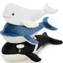 Tezituor Whale Stuffed Animal,3PCS Whales Plush Toys Set,Orca Whale,Beluga Whale,Blue Whale,Gifts for Kids Boys Girls Christmas Birthday