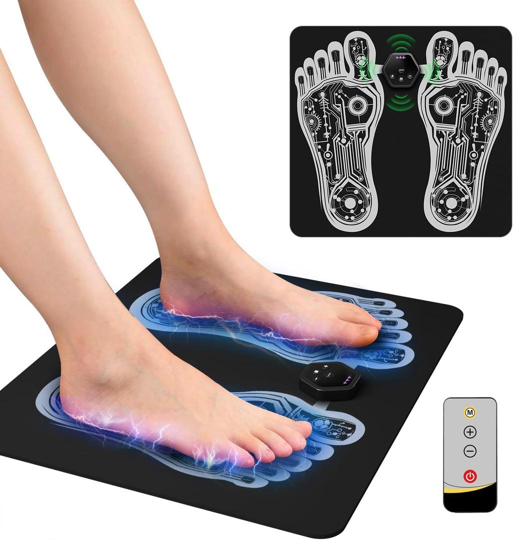 OKJY Foot Muscle Stimulator TENS & PMS with Remote Control, Portable Foot Massager