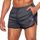 G Gradual Men's Running Shorts 3 Inch Quick Dry Gym Athletic Jogging Shorts with Zipper Pockets L
