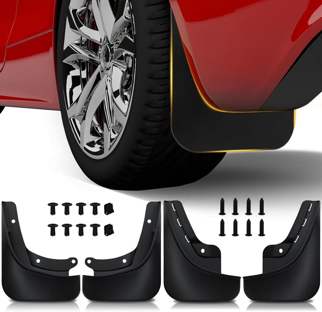 Upgraded 2024 2025 Mud Flaps Compatible with Tesla Model 3 Accessories, No Drilling/Tape Wheel and Tire Splash Guard Fenders Fit for Tesla Model 3, All Weather Protector Mud Guards for Highland, 4PC