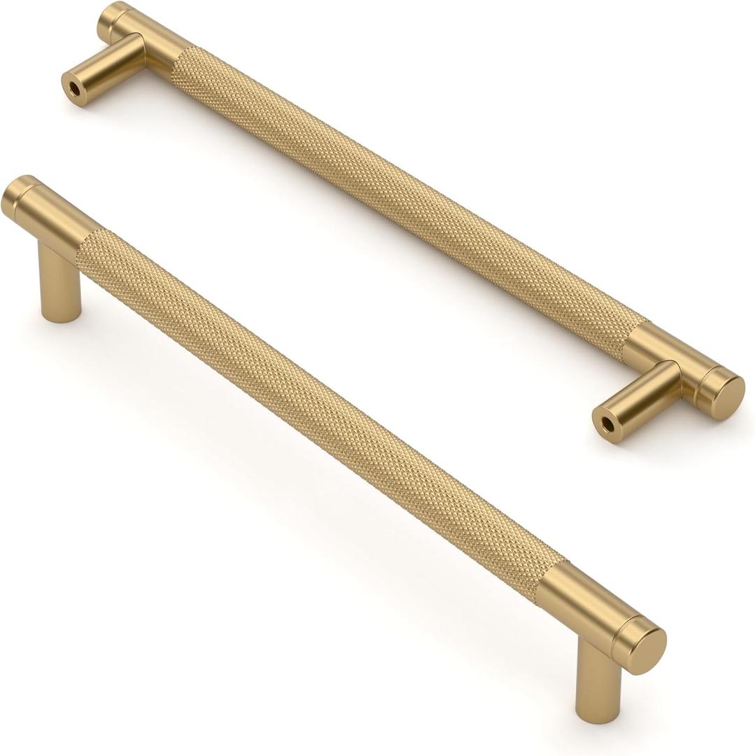 Asidrama 10 Pack 15 Inch(381mm) Champagne Bronze Cabinet Pulls: Knurled Cabinet Handles, Cupboard Handles, Kitchen Cabinet Hardware (15" Hole Center)