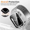 Amizee Metal Case Compatible with Apple Watch Series 9/8/7 45mm Case with Built-in Screen Protector, Straight Edge Ultra Thin with Back Cover Protective Cover for iWatch 45mm, Silver
