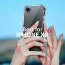 for iPhone XR 6.1-Inch Case, Shockproof TPU Clear Cover with 2 Pack Tempered Glass Screen Protectors & Leather Kickstand (3M Adhesive Mount) for Stand/Horizontal Viewing, Clear