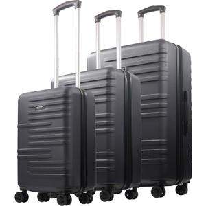 American Dreamliner 3 Piece Set Rolling Luggage, Hardshell Suitcases with Spinner Wheels, 22.5, 26.5, and 30 Inch, Black