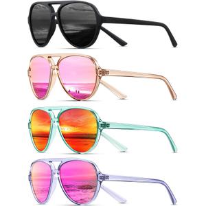 KUGUAOK Polarized Aviator Sunglasses for Women Sporty Style Running Sun Glasses Tangle Free Frame Vintage Trendy Shades