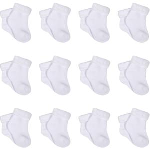 Gerber Baby 12-pair Sock Bundle (0-3 Months, White)