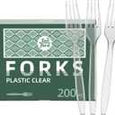 200 Count Clear Plastic Forks Heavy Duty, Premium Disposable Forks, Heat Resistant & BPA Free, Durable Plastic Cutlery for Daily Use