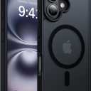 3 x Magnetic for iPhone 16 Case, [Compatible with MagSafe][Military-Grade Drop Protection][Anti-Yellowing] Shockproof Protective Translucent Matte Cover for iPhone 16 Phone Case,Black