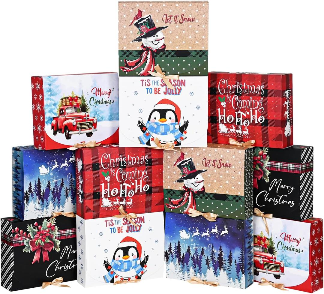 WLUSEAXI 12Pack Large Christmas Gift Boxes, 12x9.8x3.1Inches Christmas Boxes for Gifts with Lids, Perfect for Festive Gift Wrapping and Xmas Holiday Present (Red)