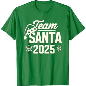 Team Santa 2025 Santa Claus Hat Christmas T-Shirt, Men, Small, Kelly Green